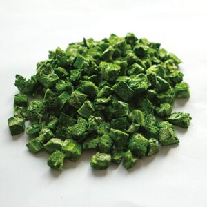 Freeze-dried spinach natural green color close-up