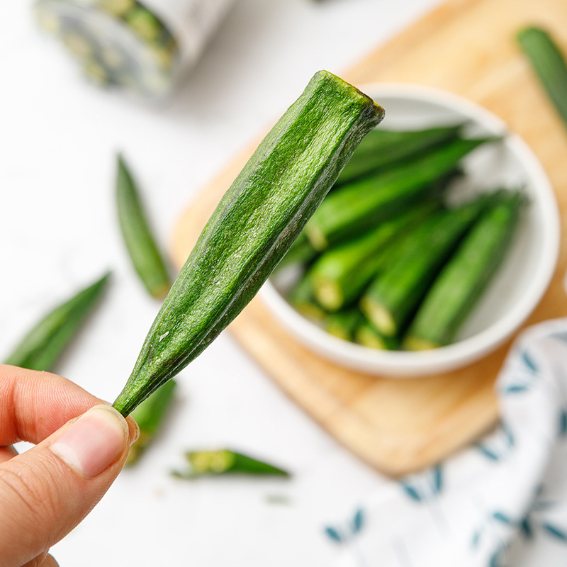 Bulk fried okra for snack production