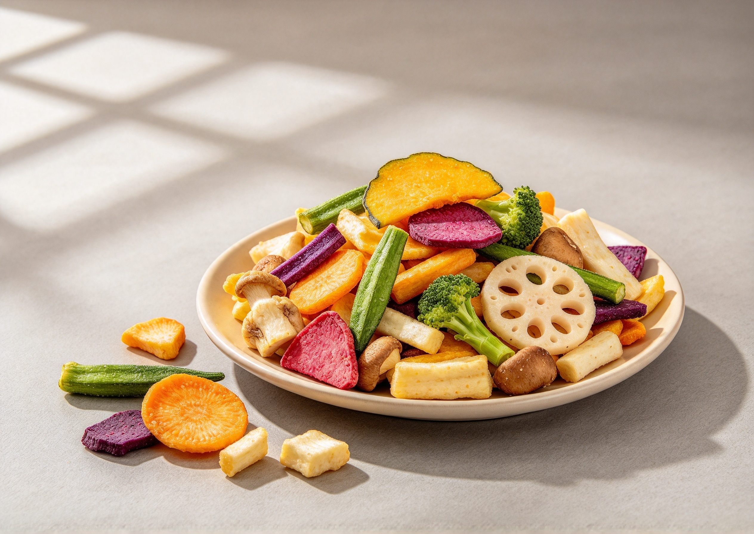 custom vacuum fried vegetable mix sample for snack brands and importers